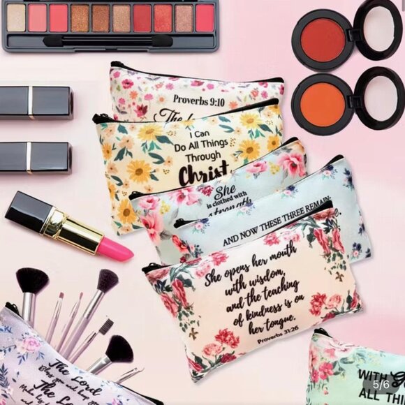 NEW - Floral Christian Bible Makeup Bag Pouch - Cosmetic Bags - Style 4 - Picture 5 of 5